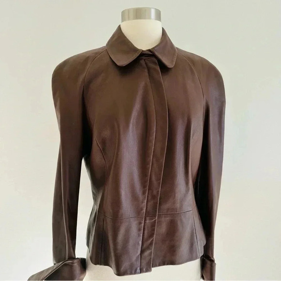 Salvatore Ferragamo Genuine Leather Jacket Brown Italy S - Picture 2 of 14